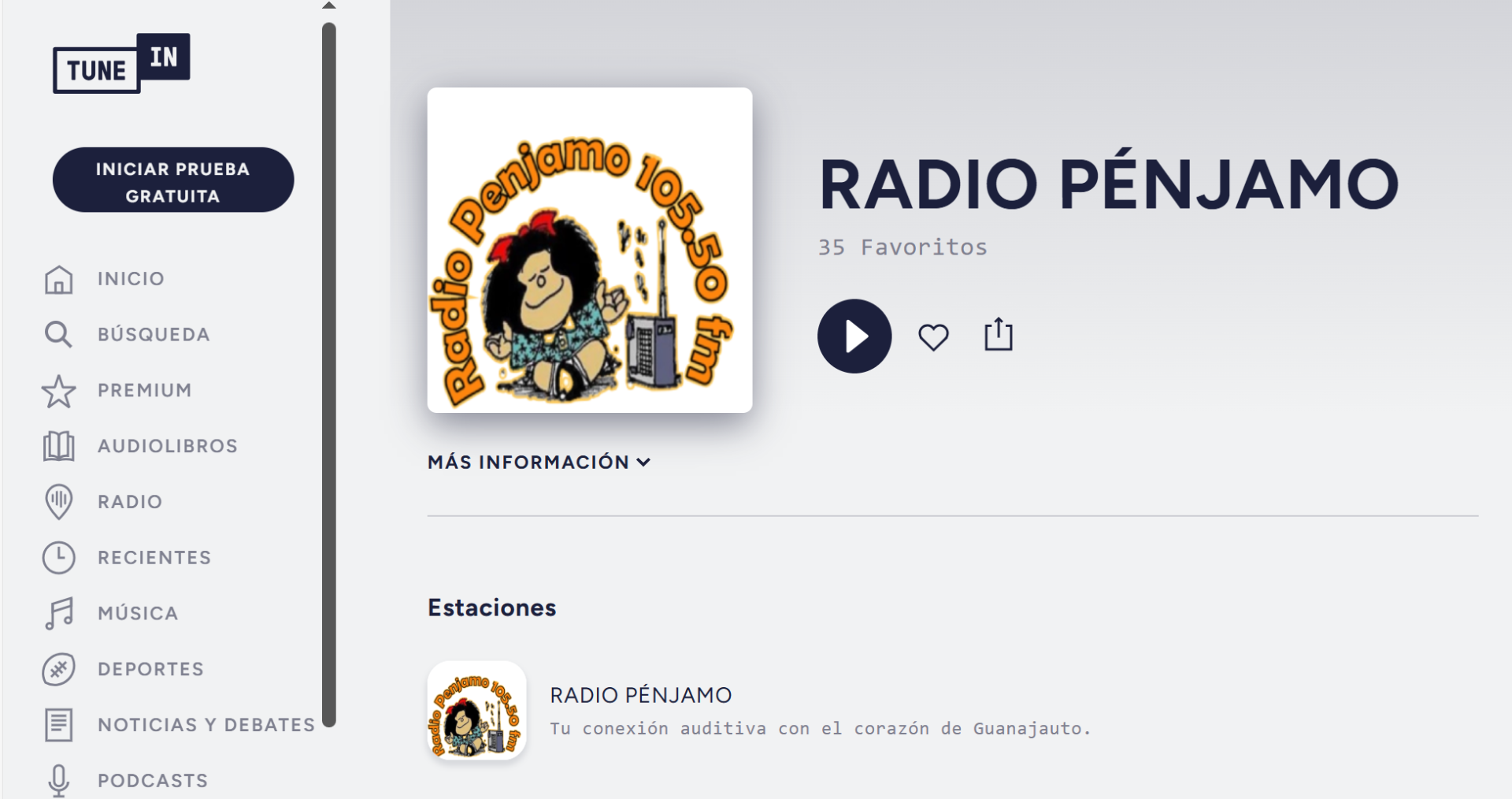 ESCUCHAME POR TUNE IN RADIO